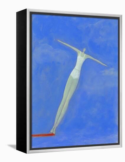 Diver on Springboard-Marie Bertrand-Framed Premier Image Canvas