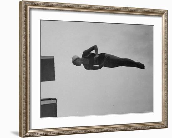 Diver Pat McCormick in Mid Dive at 1952 Olympics-Ralph Crane-Framed Premium Photographic Print