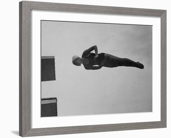 Diver Pat McCormick in Mid Dive at 1952 Olympics-Ralph Crane-Framed Premium Photographic Print