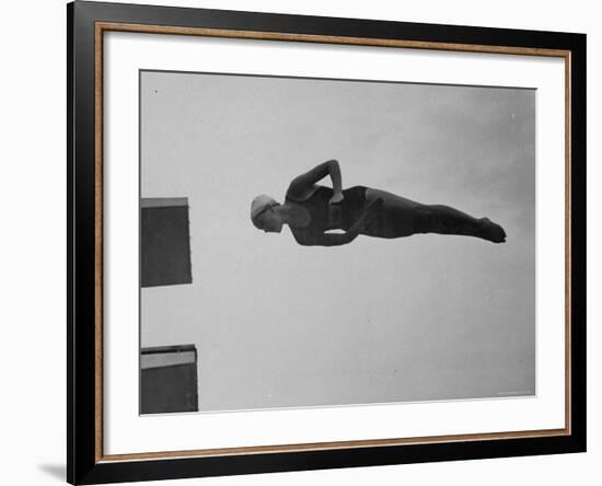 Diver Pat McCormick in Mid Dive at 1952 Olympics-Ralph Crane-Framed Premium Photographic Print