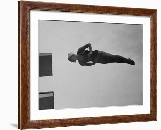 Diver Pat McCormick in Mid Dive at 1952 Olympics-Ralph Crane-Framed Premium Photographic Print