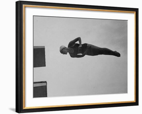 Diver Pat McCormick in Mid Dive at 1952 Olympics-Ralph Crane-Framed Premium Photographic Print