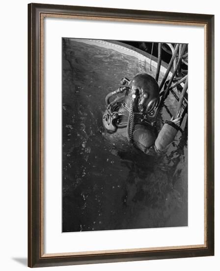 Diver Wearing Deep Sea Diving Suit in the Water-null-Framed Photographic Print