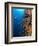 Diver With Light Next To Vertical Reef Formation, Pantar Island, Indonesia-Jones-Shimlock-Framed Photographic Print