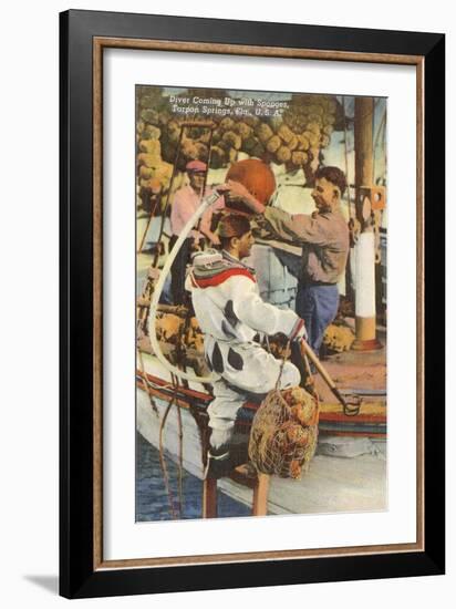 Diver with Sponges, Tarpon Springs, Florida-null-Framed Art Print