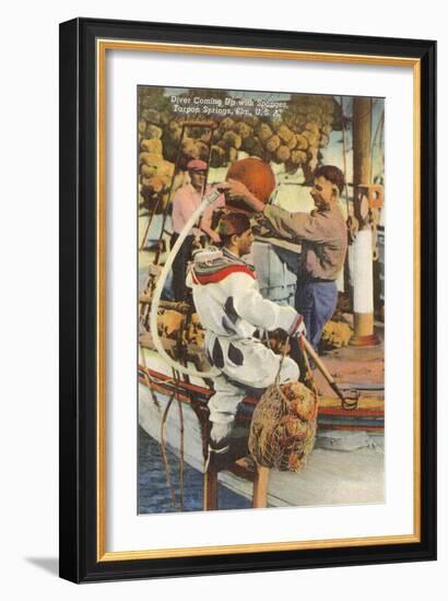 Diver with Sponges, Tarpon Springs, Florida-null-Framed Art Print