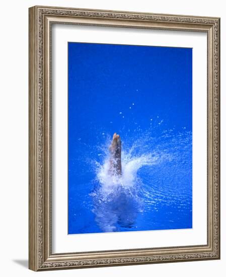 Divers Feet at Monment of Imapct into the Water, Athens, Greece-Paul Sutton-Framed Photographic Print