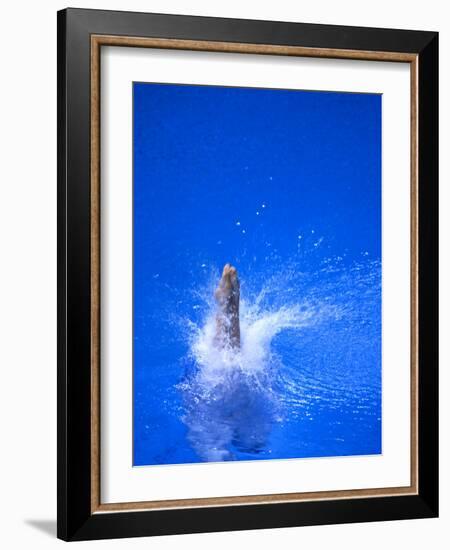 Divers Feet at Monment of Imapct into the Water, Athens, Greece-Paul Sutton-Framed Photographic Print