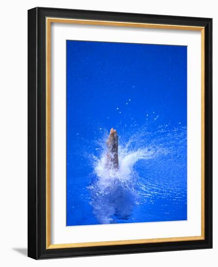 Divers Feet at Monment of Imapct into the Water, Athens, Greece-Paul Sutton-Framed Photographic Print