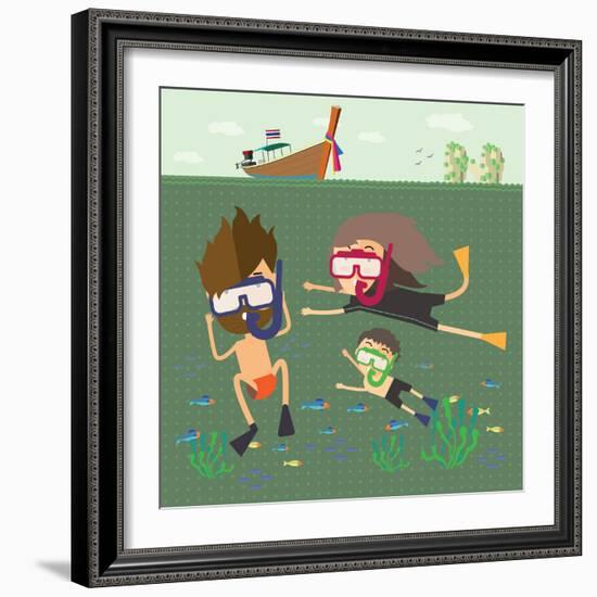Divers Snorkeling in the Sea Thailand-Sajja-Framed Premium Giclee Print