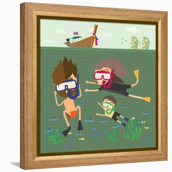 Divers Snorkeling in the Sea Thailand-Sajja-Framed Stretched Canvas