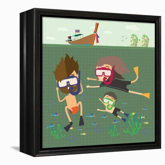 Divers Snorkeling in the Sea Thailand-Sajja-Framed Stretched Canvas