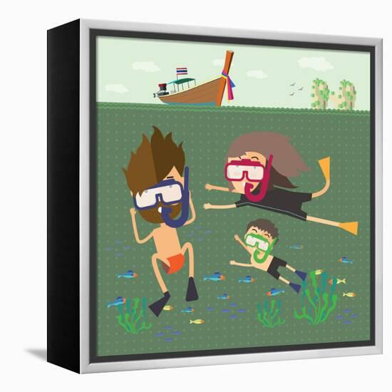 Divers Snorkeling in the Sea Thailand-Sajja-Framed Stretched Canvas