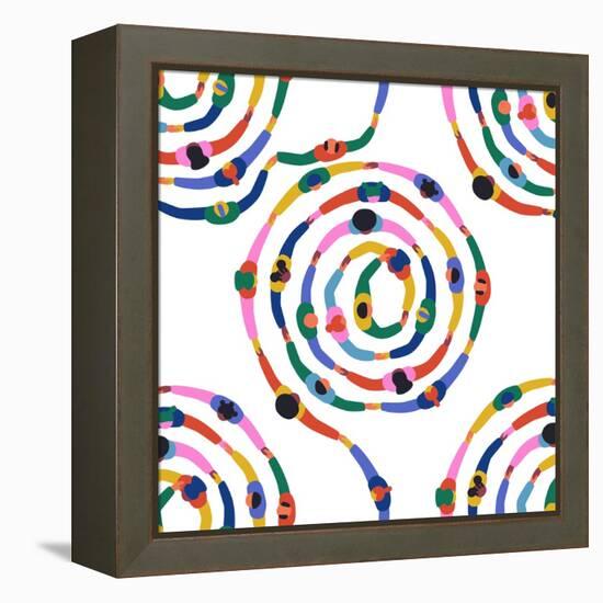 Diverse People round Circle Seamless Pattern-cienpies-Framed Premier Image Canvas