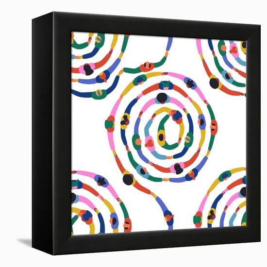 Diverse People round Circle Seamless Pattern-cienpies-Framed Premier Image Canvas