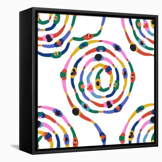 Diverse People round Circle Seamless Pattern-cienpies-Framed Premier Image Canvas