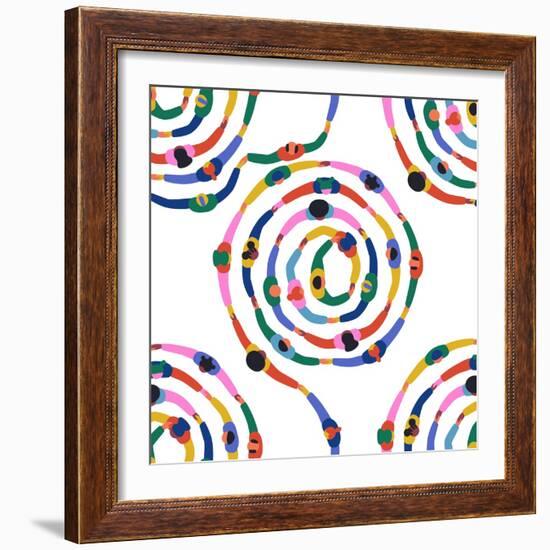 Diverse People round Circle Seamless Pattern-cienpies-Framed Photographic Print