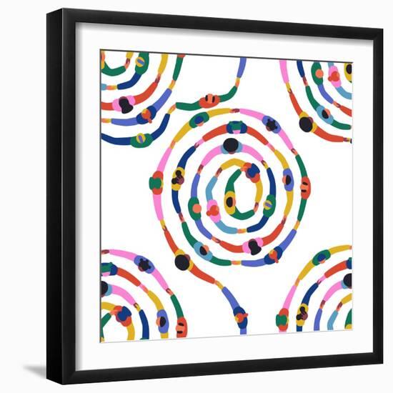 Diverse People round Circle Seamless Pattern-cienpies-Framed Photographic Print