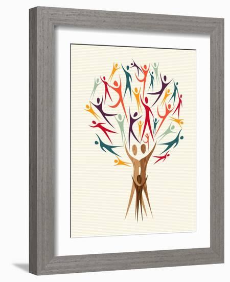 Diversity People Tree-cienpies-Framed Art Print