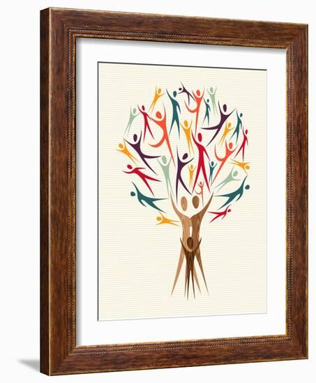 Diversity People Tree-cienpies-Framed Art Print