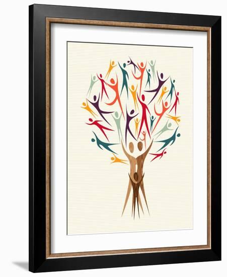 Diversity People Tree-cienpies-Framed Art Print