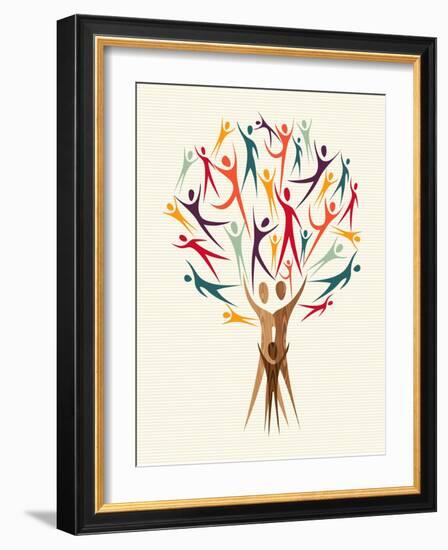 Diversity People Tree-cienpies-Framed Art Print