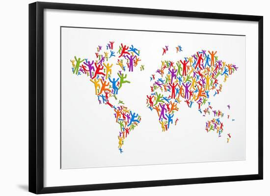 Diverstiy People World Map-cienpies-Framed Art Print