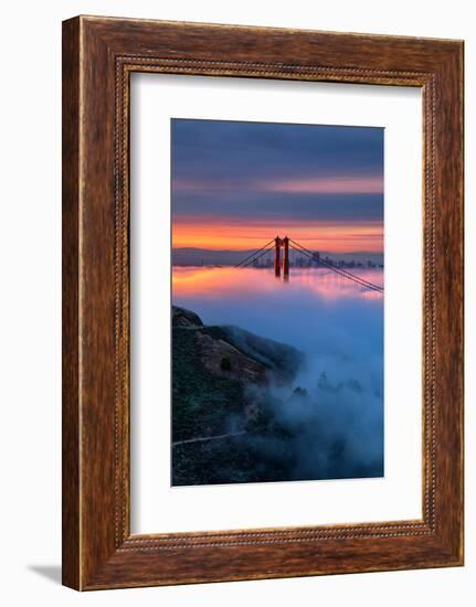 Divine Sunrise Light and Fog, Golden Gate Bridge, San Francisco-Vincent James-Framed Photographic Print