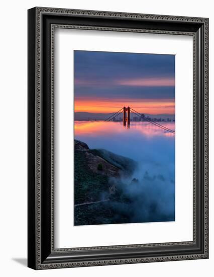 Divine Sunrise Light and Fog, Golden Gate Bridge, San Francisco-Vincent James-Framed Photographic Print