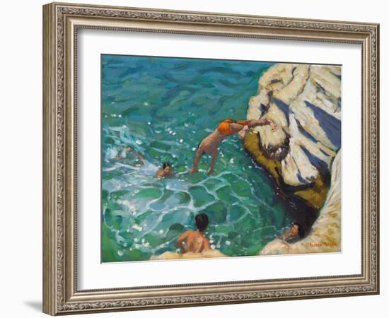 Diving and Swimming,,Skiathos. 2016-Andrew Macara-Framed Giclee Print