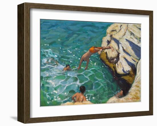 Diving and Swimming,,Skiathos. 2016-Andrew Macara-Framed Giclee Print