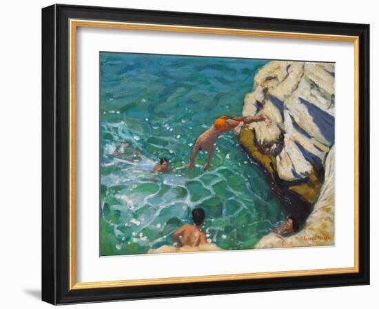 Diving and Swimming,,Skiathos. 2016-Andrew Macara-Framed Giclee Print