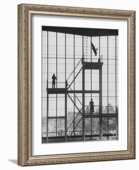 Diving at the Olympic Pool-John Dominis-Framed Photographic Print