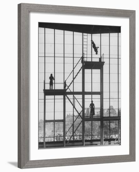 Diving at the Olympic Pool-John Dominis-Framed Photographic Print