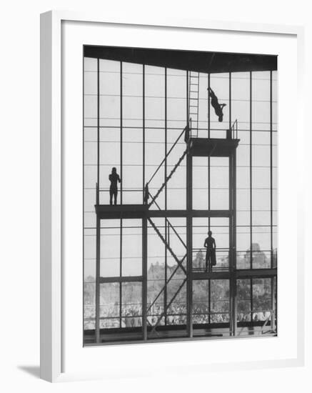 Diving at the Olympic Pool-John Dominis-Framed Photographic Print