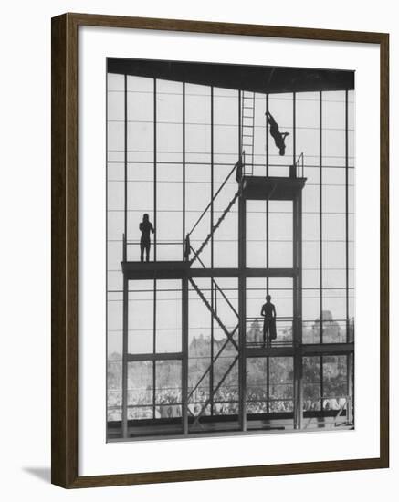 Diving at the Olympic Pool-John Dominis-Framed Photographic Print