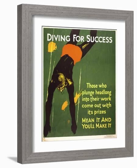 Diving for Success-null-Framed Premium Giclee Print