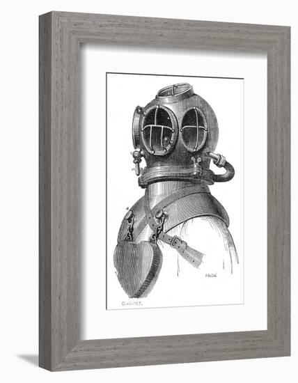 Diving Helmet with Weights Attached-null-Framed Photographic Print