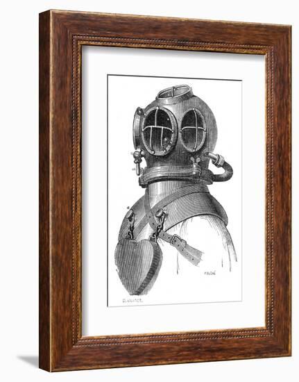 Diving Helmet with Weights Attached-null-Framed Photographic Print