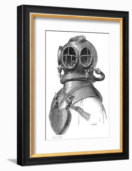 Diving Helmet with Weights Attached-null-Framed Photographic Print