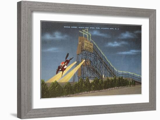 Diving Horse, Atlantic City, New Jersey-null-Framed Premium Giclee Print