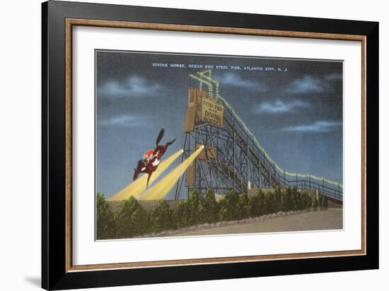 Diving Horse, Atlantic City, New Jersey-null-Framed Premium Giclee Print