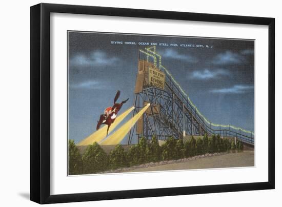 Diving Horse, Atlantic City, New Jersey-null-Framed Premium Giclee Print