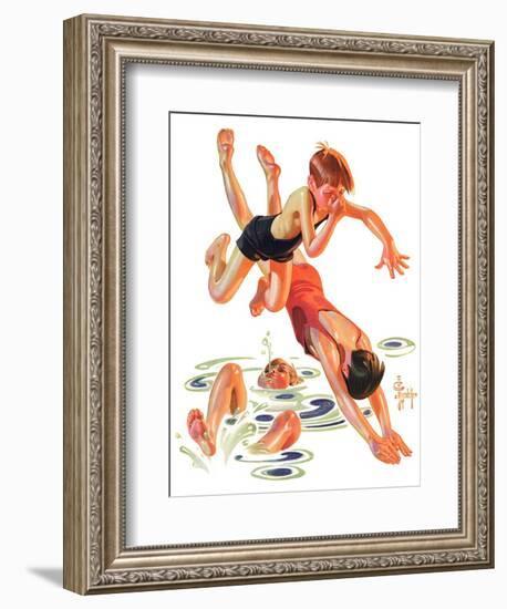 "Diving In,"June 8, 1935-Joseph Christian Leyendecker-Framed Giclee Print