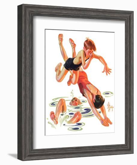 "Diving In,"June 8, 1935-Joseph Christian Leyendecker-Framed Giclee Print