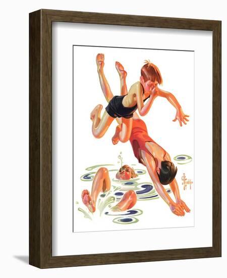 "Diving In,"June 8, 1935-Joseph Christian Leyendecker-Framed Giclee Print