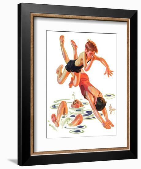 "Diving In,"June 8, 1935-Joseph Christian Leyendecker-Framed Giclee Print