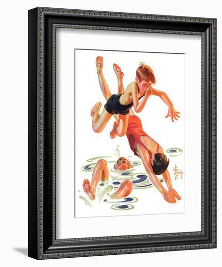 "Diving In,"June 8, 1935-Joseph Christian Leyendecker-Framed Giclee Print