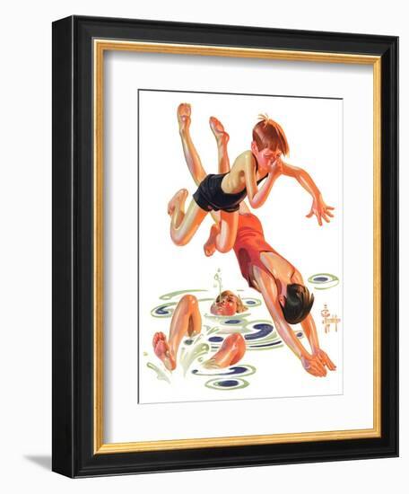 "Diving In,"June 8, 1935-Joseph Christian Leyendecker-Framed Giclee Print