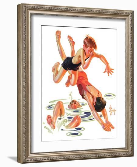 "Diving In,"June 8, 1935-Joseph Christian Leyendecker-Framed Giclee Print